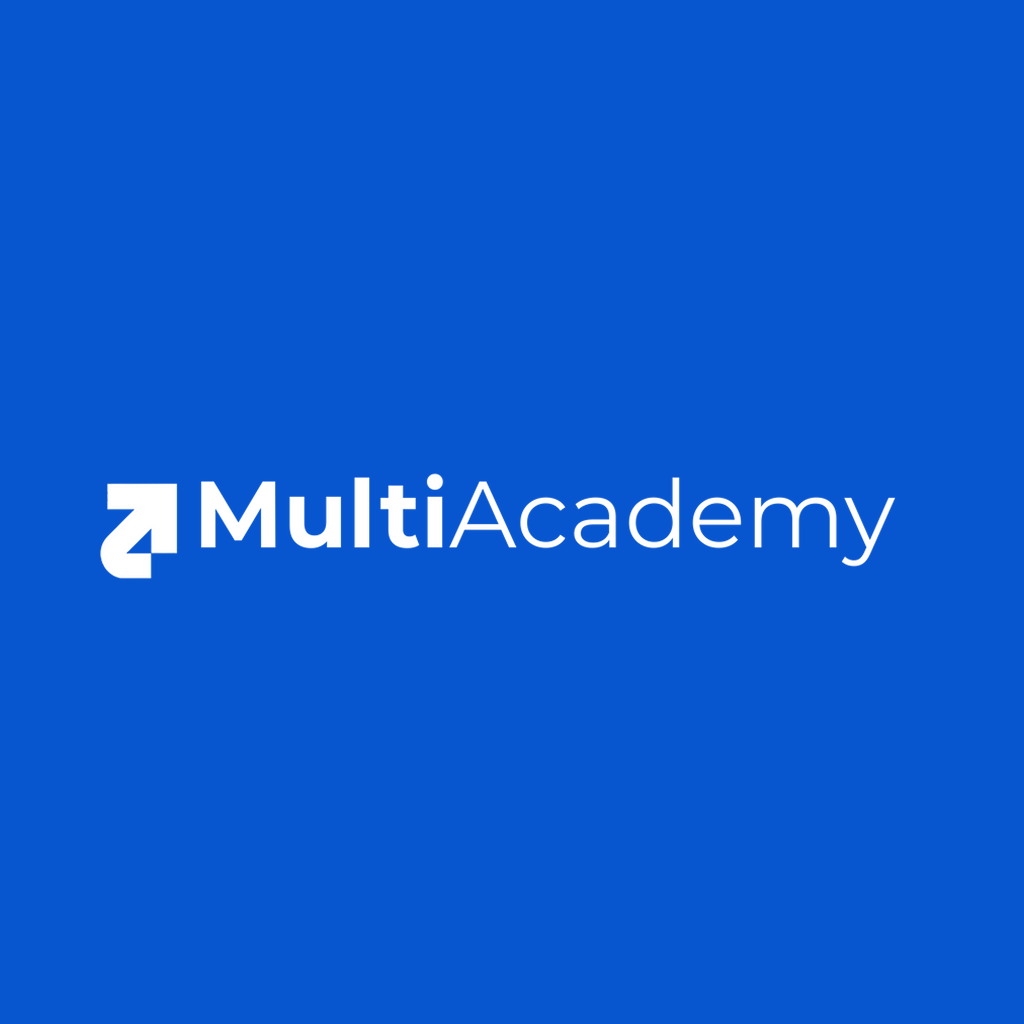 MultiAcademy Yatay logo, mavi zemin